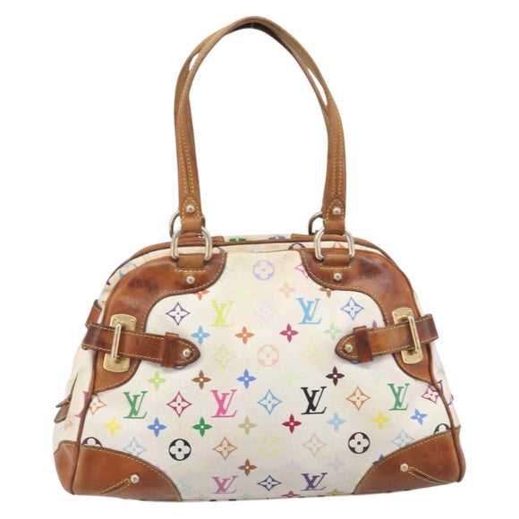 LOUIS VUITTON Monogram Multicolor Claudia Hand Bag White M40193 LV Auth 209541