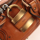 Chloe Paddington Hand Bag Leather Orange Gold Silver Auth 209544V-16