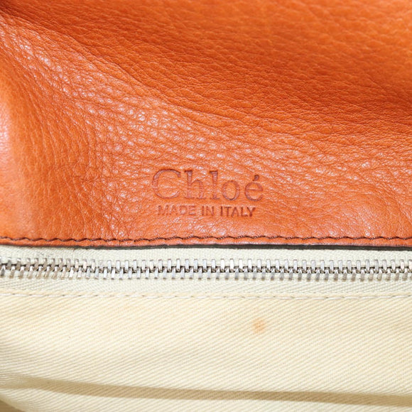Chloe Paddington Hand Bag Leather Orange Gold Silver Auth 209544V