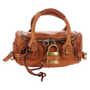 Chloe Paddington Hand Bag Leather Orange Gold Silver Auth 209544V-2