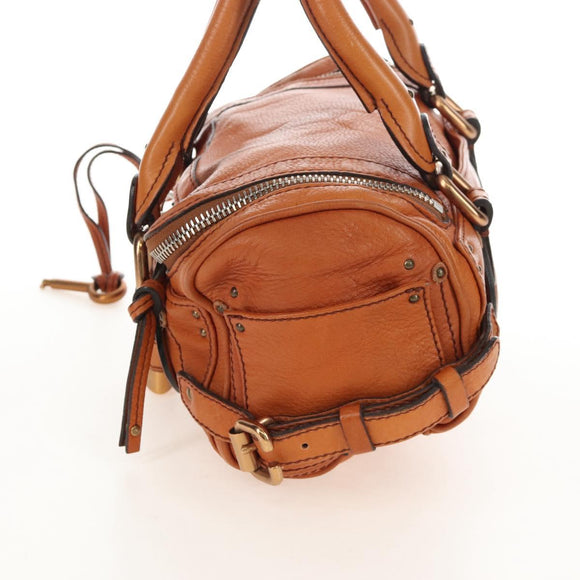 Chloe Paddington Hand Bag Leather Orange Gold Silver Auth 209544V