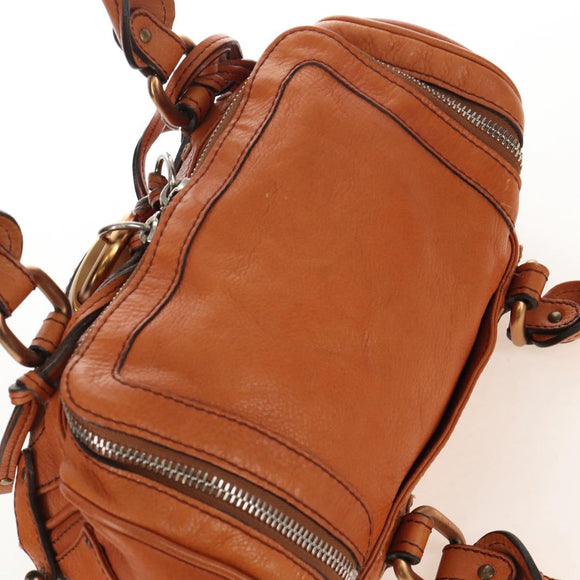 Chloe Paddington Hand Bag Leather Orange Gold Silver Auth 209544V