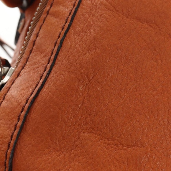 Chloe Paddington Hand Bag Leather Orange Gold Silver Auth 209544V