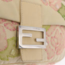 FENDI Mamma Baguette Shoulder Bag Leather Beige Silver 2624 Auth 209546SAM-21