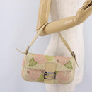 FENDI Mamma Baguette Shoulder Bag Leather Beige Silver 2624 Auth 209546SAM-30