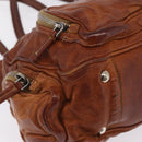 PRADA Tote Bag Leather Brown Silver Auth 209547V-10