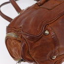 PRADA Tote Bag Leather Brown Silver Auth 209547V-12