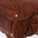 PRADA Tote Bag Leather Brown Silver Auth 209547V-13