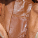 PRADA Tote Bag Leather Brown Silver Auth 209547V-18