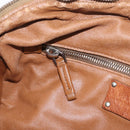 PRADA Tote Bag Leather Brown Silver Auth 209547V-21