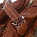 PRADA Tote Bag Leather Brown Silver Auth 209547V-25
