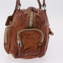 PRADA Tote Bag Leather Brown Silver Auth 209547V-4