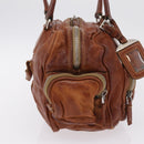 PRADA Tote Bag Leather Brown Silver Auth 209547V-5