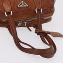 PRADA Tote Bag Leather Brown Silver Auth 209547V-7
