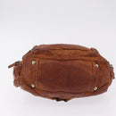 PRADA Tote Bag Leather Brown Silver Auth 209547V-9