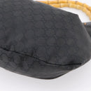 GUCCI GG Canvas Bamboo Shoulder Bag Black 124293 Auth 209550-10