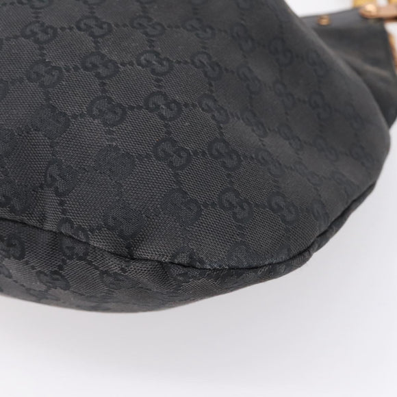 GUCCI GG Canvas Bamboo Shoulder Bag Black 124293 Auth 209550