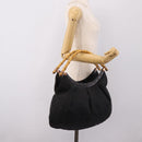 GUCCI GG Canvas Bamboo Shoulder Bag Black 124293 Auth 209550-21