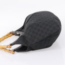 GUCCI GG Canvas Bamboo Shoulder Bag Black 124293 Auth 209550-4