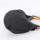 GUCCI GG Canvas Bamboo Shoulder Bag Black 124293 Auth 209550-5