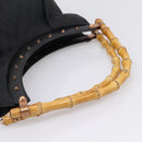GUCCI GG Canvas Bamboo Shoulder Bag Black 124293 Auth 209550-7