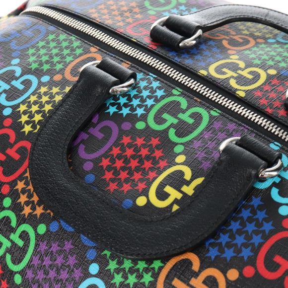 GUCCI GG Psychedelic Boston Bag PVC 2way Multicolor Silver 602619 Auth 209553M