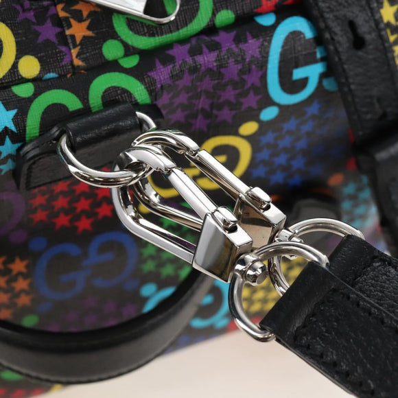 GUCCI GG Psychedelic Boston Bag PVC 2way Multicolor Silver 602619 Auth 209553M