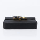 PRADA Hand Bag Satin Black Gold Tone Auth 209561M-5