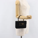 PRADA Hand Bag Satin Black Gold Tone Auth 209561M-25