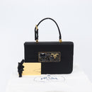 PRADA Hand Bag Satin Black Gold Tone Auth 209561M-26
