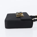 PRADA Hand Bag Satin Black Gold Tone Auth 209561M-4