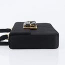 PRADA Hand Bag Satin Black Gold Tone Auth 209561M-5