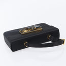 PRADA Hand Bag Satin Black Gold Tone Auth 209561M-6