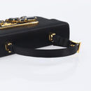 PRADA Hand Bag Satin Black Gold Tone Auth 209561M-7