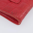 CHANEL Camelia Cigarette Case Lamb Skin Red Silver CC Auth 209563-11