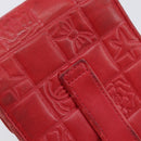 CHANEL Camelia Cigarette Case Lamb Skin Red Silver CC Auth 209563-12