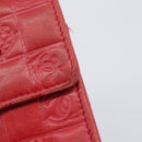CHANEL Camelia Cigarette Case Lamb Skin Red Silver CC Auth 209563-14