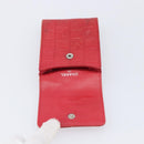 CHANEL Camelia Cigarette Case Lamb Skin Red Silver CC Auth 209563-16