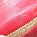 CHANEL Camelia Cigarette Case Lamb Skin Red Silver CC Auth 209563-17