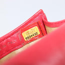 CHANEL Camelia Cigarette Case Lamb Skin Red Silver CC Auth 209563-21