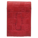 CHANEL Camelia Cigarette Case Lamb Skin Red Silver CC Auth 209563-3