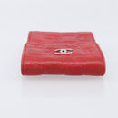 CHANEL Camelia Cigarette Case Lamb Skin Red Silver CC Auth 209563-6