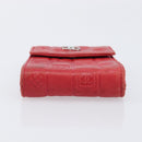 CHANEL Camelia Cigarette Case Lamb Skin Red Silver CC Auth 209563-7