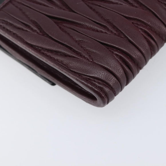 Miu Miu Matelasse Chain Shoulder Bag Leather Bordeaux Silver Auth 209567A