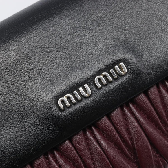Miu Miu Matelasse Chain Shoulder Bag Leather Bordeaux Silver Auth 209567A