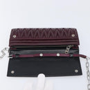 Miu Miu Matelasse Chain Shoulder Bag Leather Bordeaux Silver Auth 209567A-18