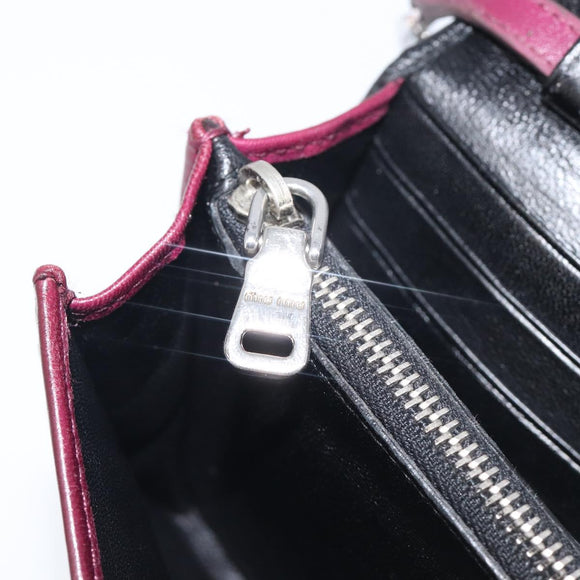 Miu Miu Matelasse Chain Shoulder Bag Leather Bordeaux Silver Auth 209567A