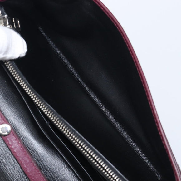 Miu Miu Matelasse Chain Shoulder Bag Leather Bordeaux Silver Auth 209567A