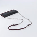 Miu Miu Matelasse Chain Shoulder Bag Leather Bordeaux Silver Auth 209567A-7
