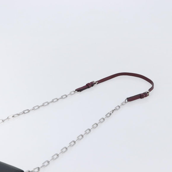 Miu Miu Matelasse Chain Shoulder Bag Leather Bordeaux Silver Auth 209567A
